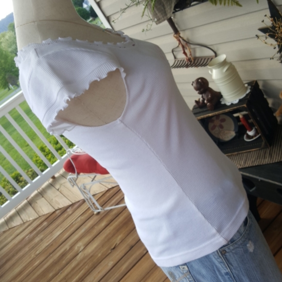 KAVIO ♡ White Embroidered Pink "Love to Cheer" Ruffled Embellished Bling Top XL - Picture 9 of 17